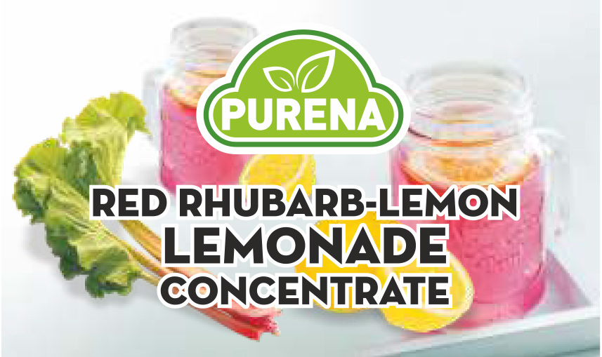 Purena Red Rhubarb & Lime Hydration Juice Label